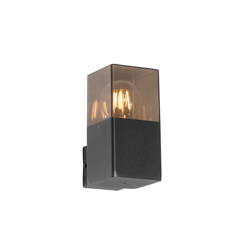 Moderne buiten wandlamp zwart IP44 met smoke glas - Denmark
