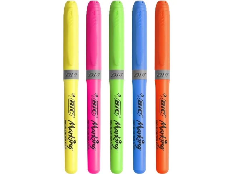 Overstregningspen BIC Highlighter Grip gul med skrå spids - (12 stk.)