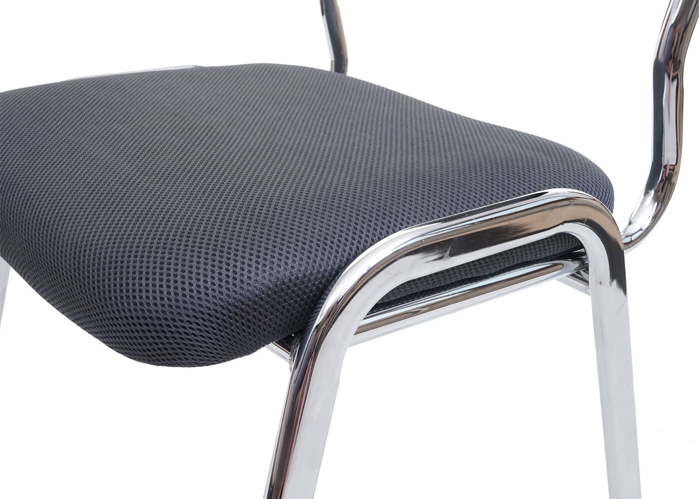 2er-Set Besucherstuhl H401, Konferenzstuhl stapelbar, Stoff/Textil ~ Sitz dunkelgrau, Füße chrom