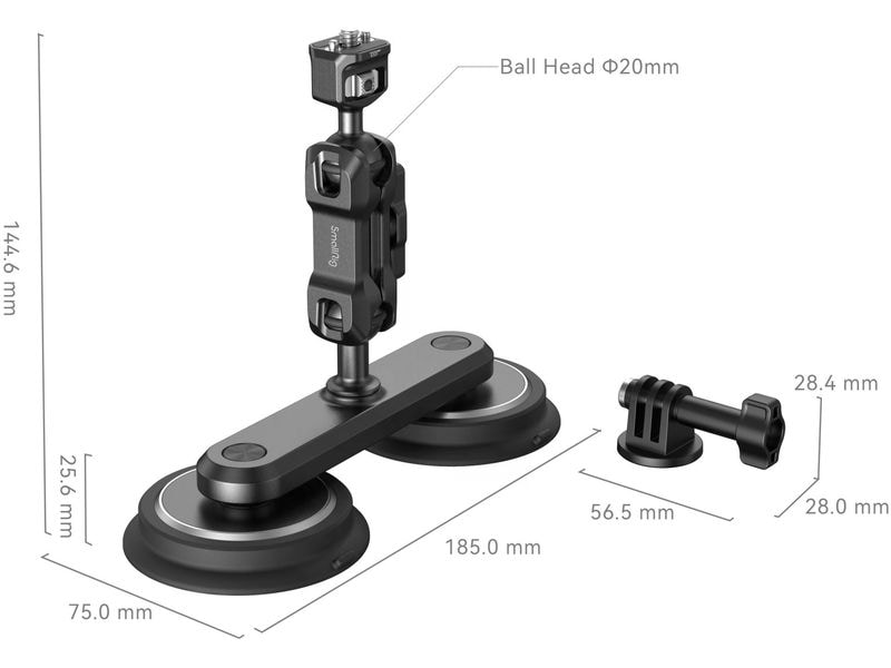 Smallrig Saugnapfhalterung Dual Magnetic Saugnapf-Halterungsset für Action-Kameras