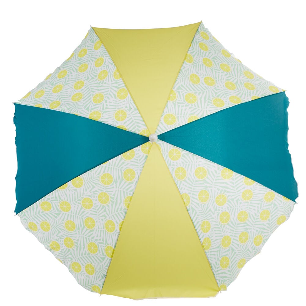 Parasol de plage inclinable Sun imprimé uni jaune bleu
