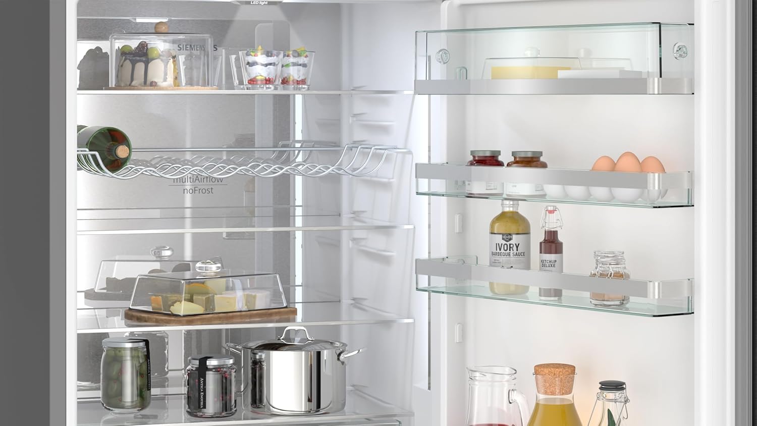 SIEMENS KG49NAXCF, iQ500, Smarte XXL-Kühl-Gefrier-Kombination, 203 x 70 cm, 311 L Kühlen & 129 L Gefrieren, noFrost, hyperFresh für längere Frische, schnelles Kühlen, sehr Leise 35dB, schwarzer Stahl