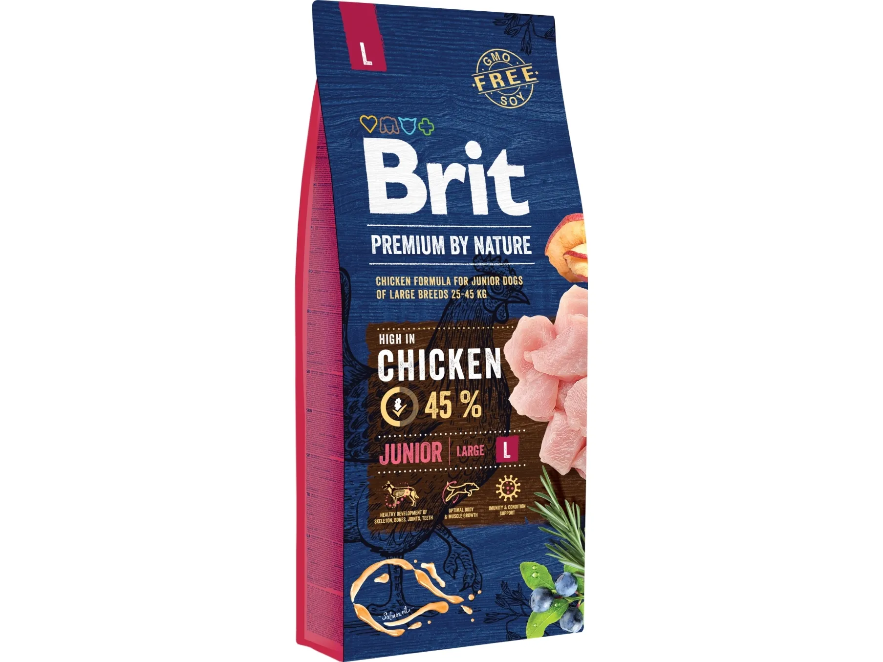 Brit Premium by Nature Junior L, Hundehvalp, Kylling, 15 kg, Maxi (26 - 44 kg), Vitamin A,Vitamin D3,Vitamin E, Generelt sundhed