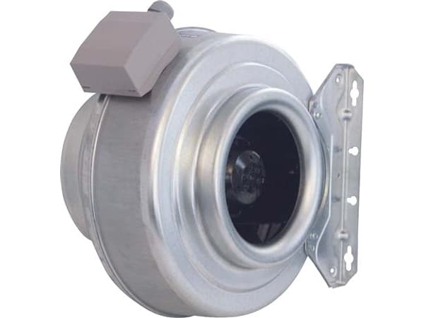 SYSTEMAIR Kanalventilator K125 XL Sileo med beslag, 50-60 Hz, 230 V, 53-66 W. Luftmængde max. 359 m³/h el. 150 m³/h ved 200 Pa og 50 Hz.