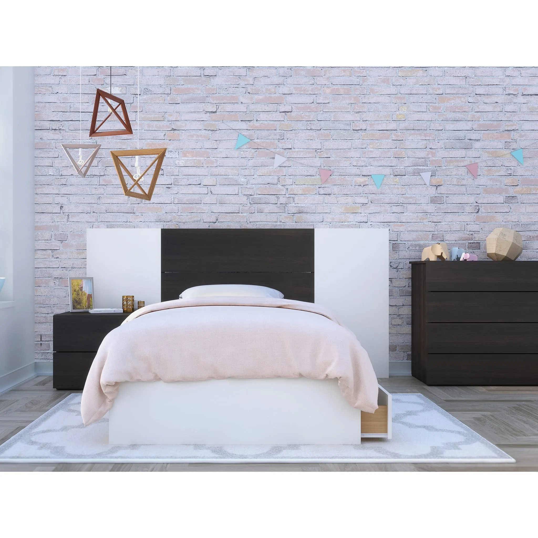Nexera Lit Simple 3 Tiroirs Aruba - Blanc