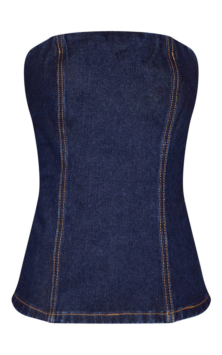 Bleu Indigo Haut Bandeau En Denim Tall