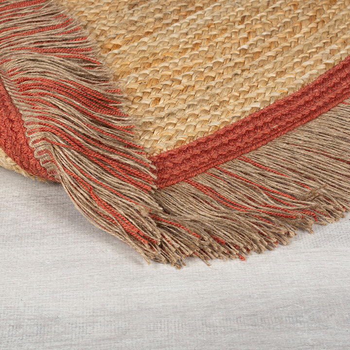 Rond jute vloerkleed - Kahano Naturel/Terracotta
