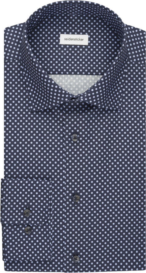 Seidensticker Business Shirt Slim Long sleeve Kent-Collar Print Blue