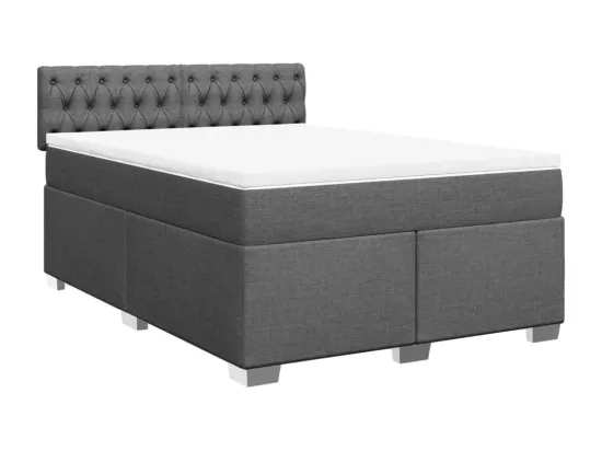 Sommier à lattes de lit avec matelas Gris foncé 160x200cm Tissu