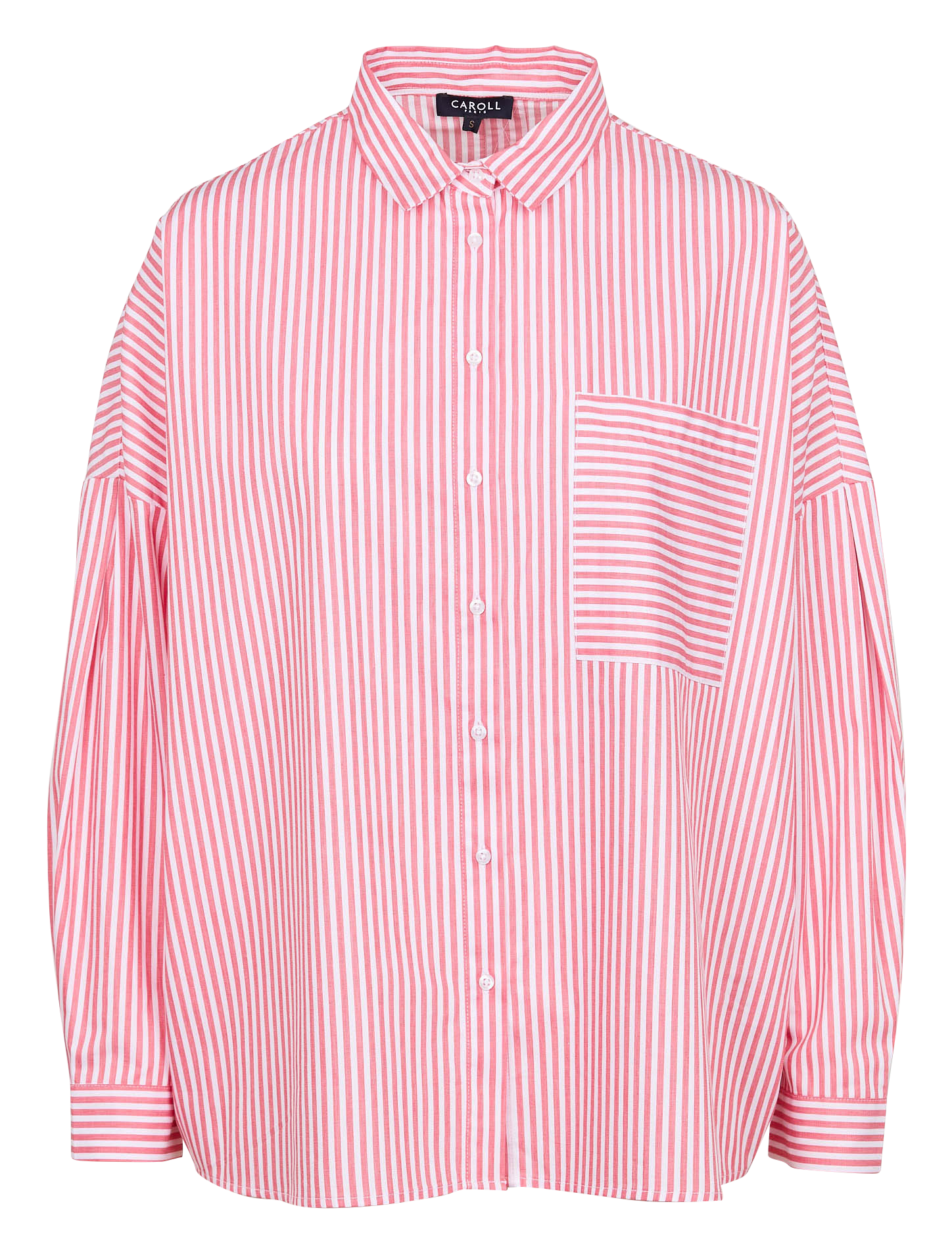 CLAUDINE - Chemise col classique rayée en coton | Rouge