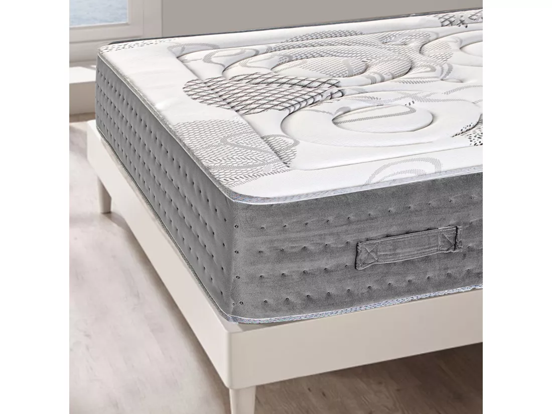 Matelas 90x190 cm NILO à ressorts ensachés, en mousse mémoire de forme, indépendance du couchage, face été/hiver, épaisseur 26 cm
