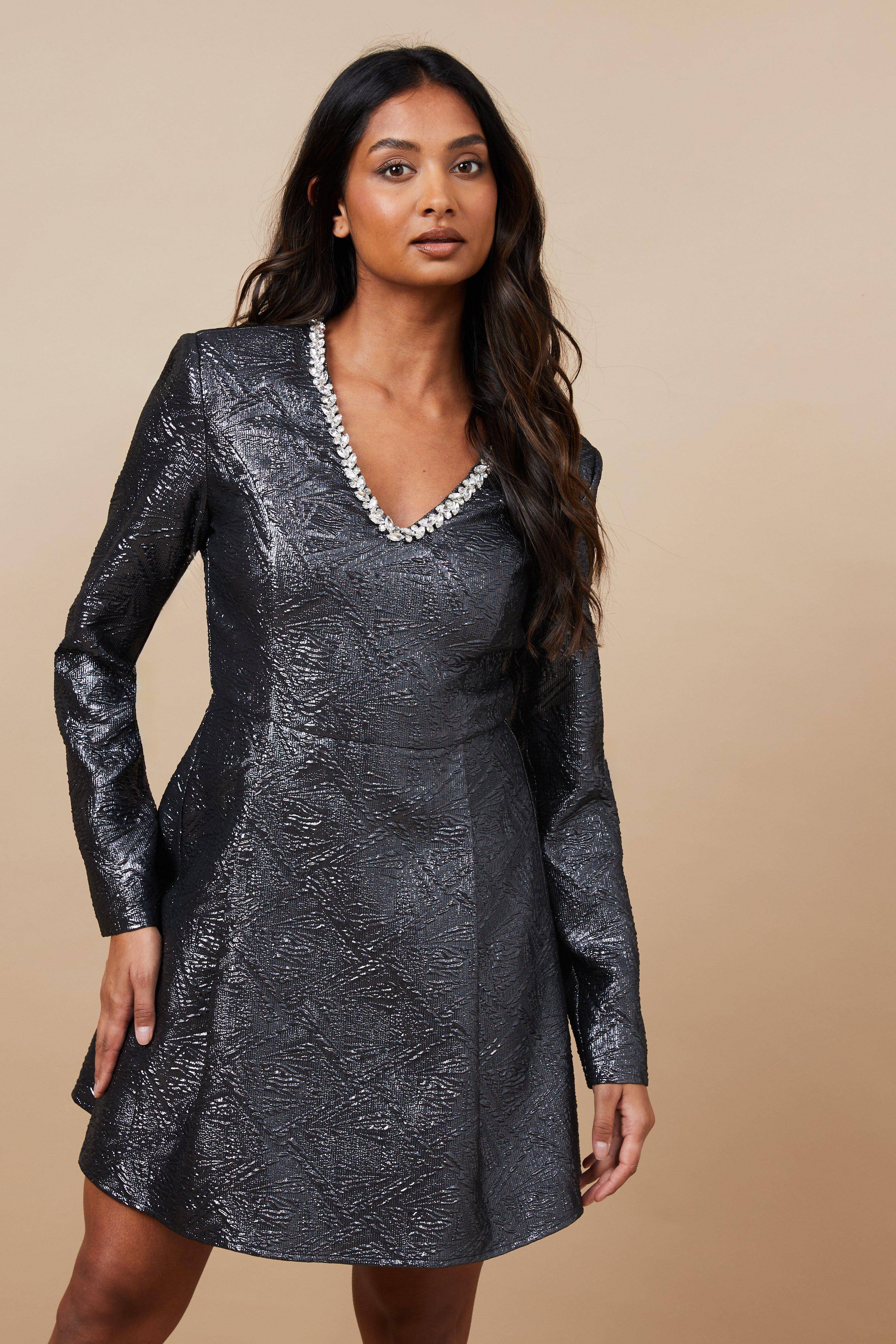 Oasis Robe Mini de Soirée Jacquard à Diamants