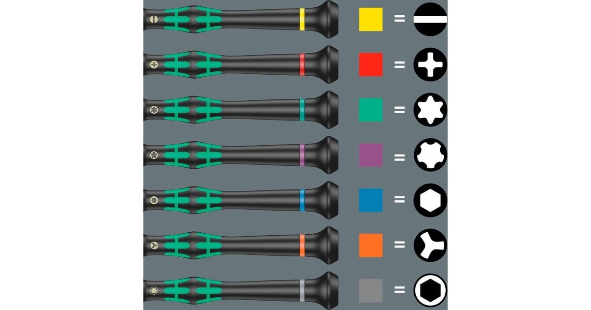 Wera2067/6 Elektronica TORX BO schroevendraaierset + Rek  (Zwart/groen, 6-delig)
