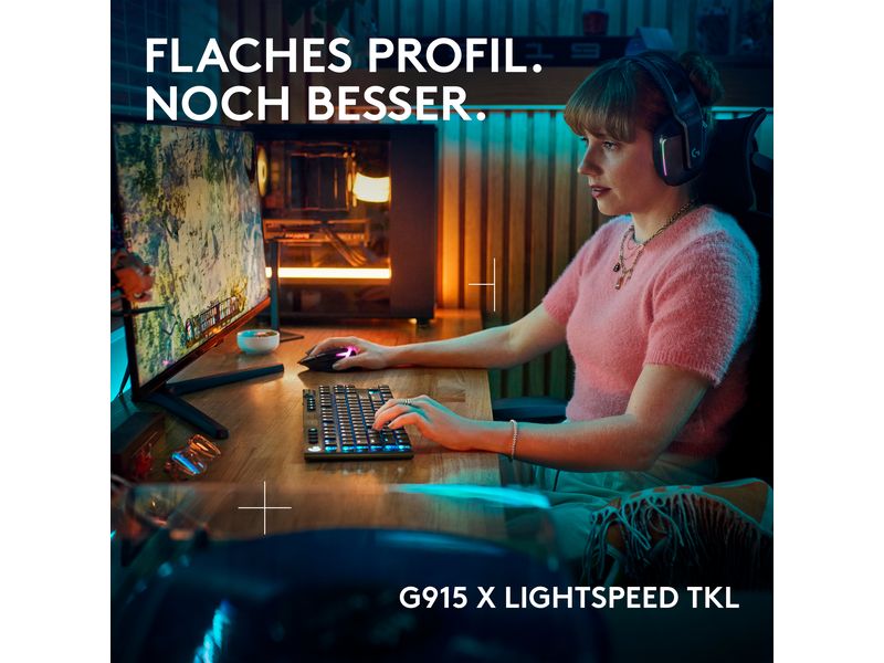 Logitech Gaming-Tastatur G915 X Lightspeed TKL GL Tactile Kabelloses Gaming Keyboard mit flachem Profil