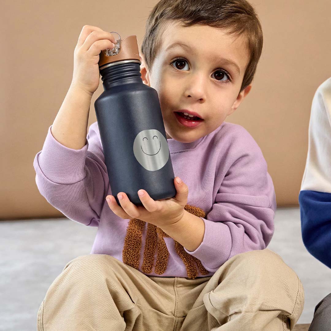 lässig rvs drinkfles little gang - smile navy - 500 ml