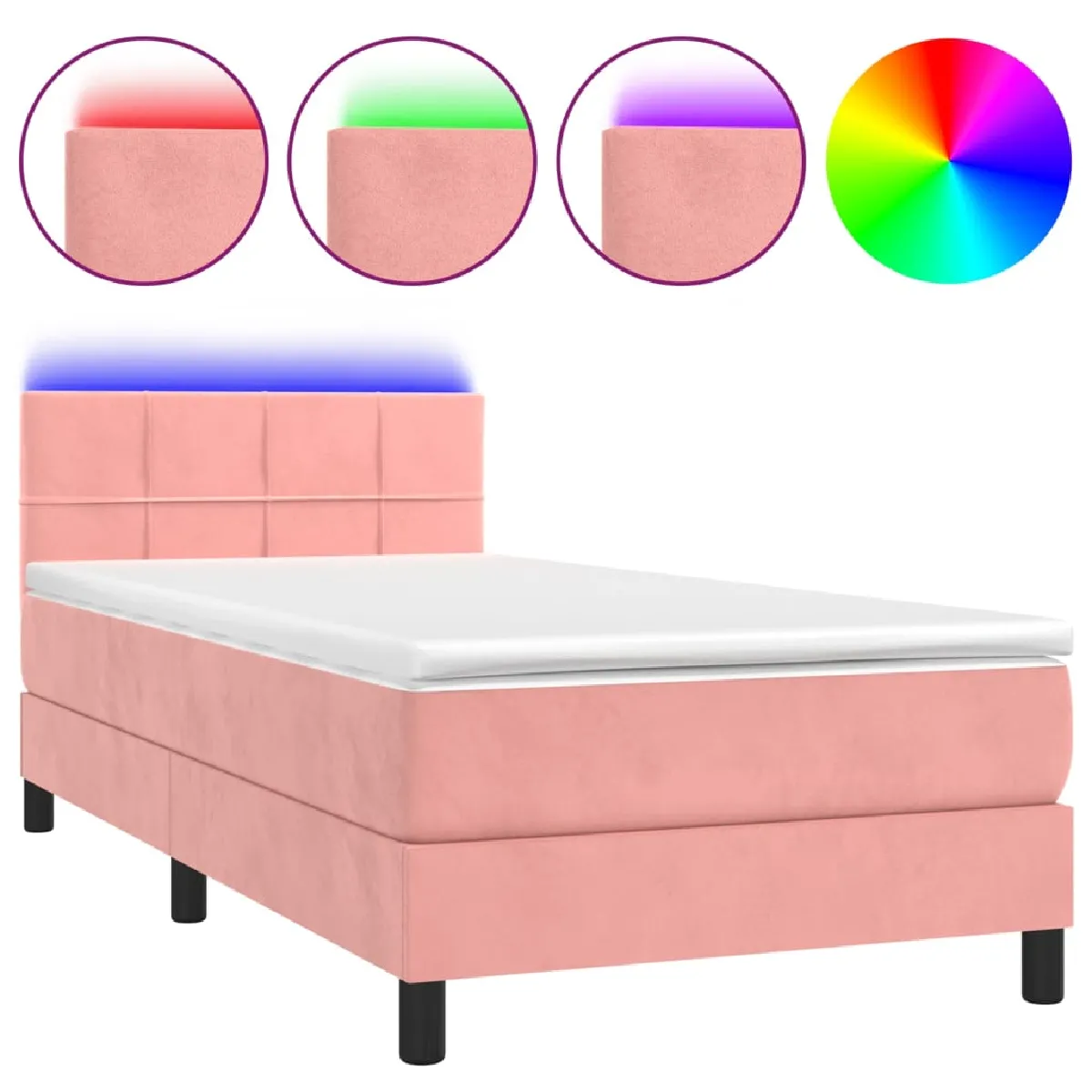 vidaXL Sommier à lattes Rose 90x190 cm LED