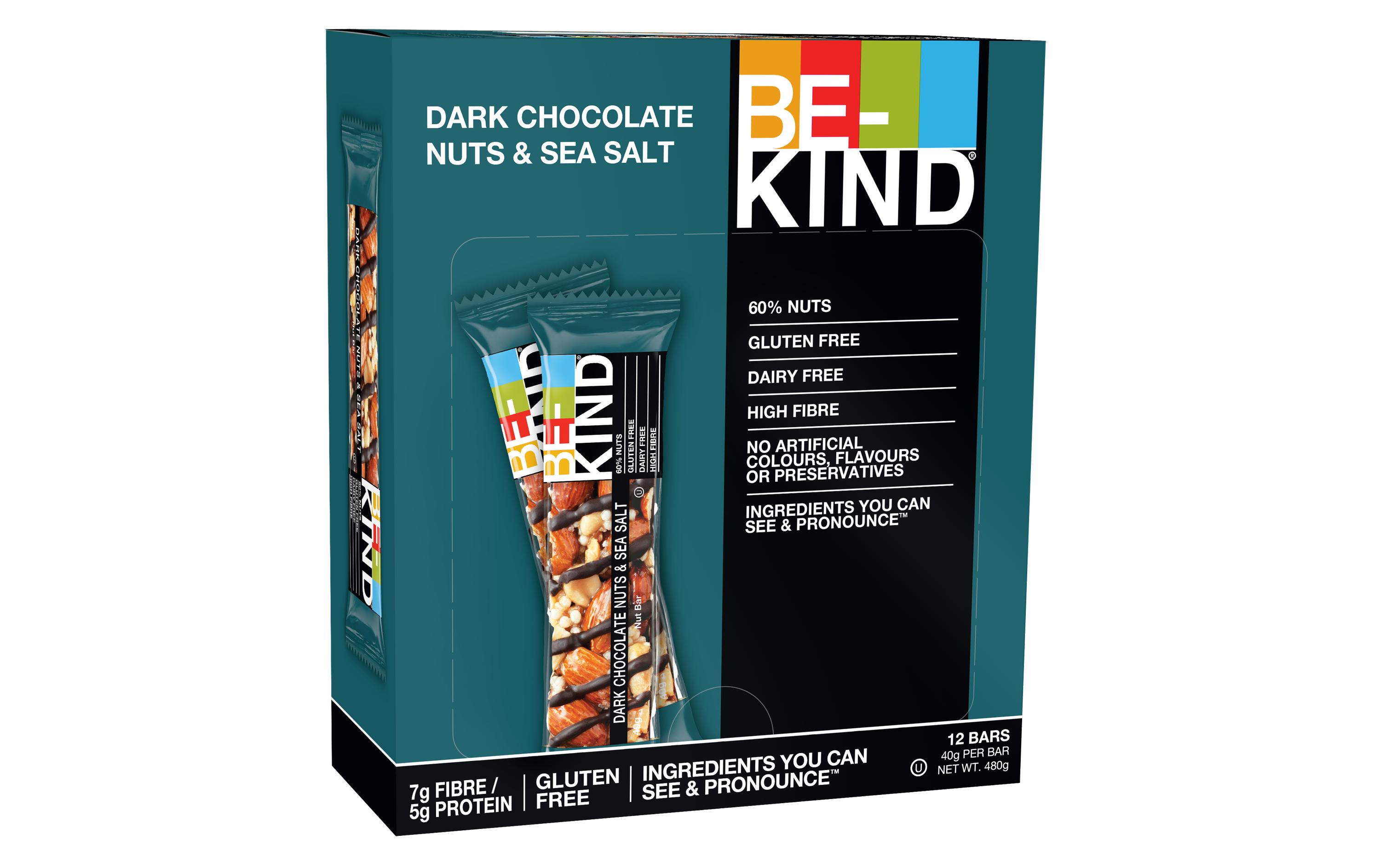 Riegel Dark Chocolate Nuts & Sea Salt 12 x 40 gRiegel aus dunkler Schokolade mit Nüssen und Meersalz