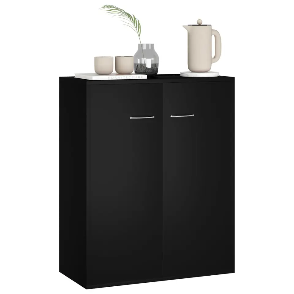 vidaXL - Dressoir - Zwart - Bewerkt hout