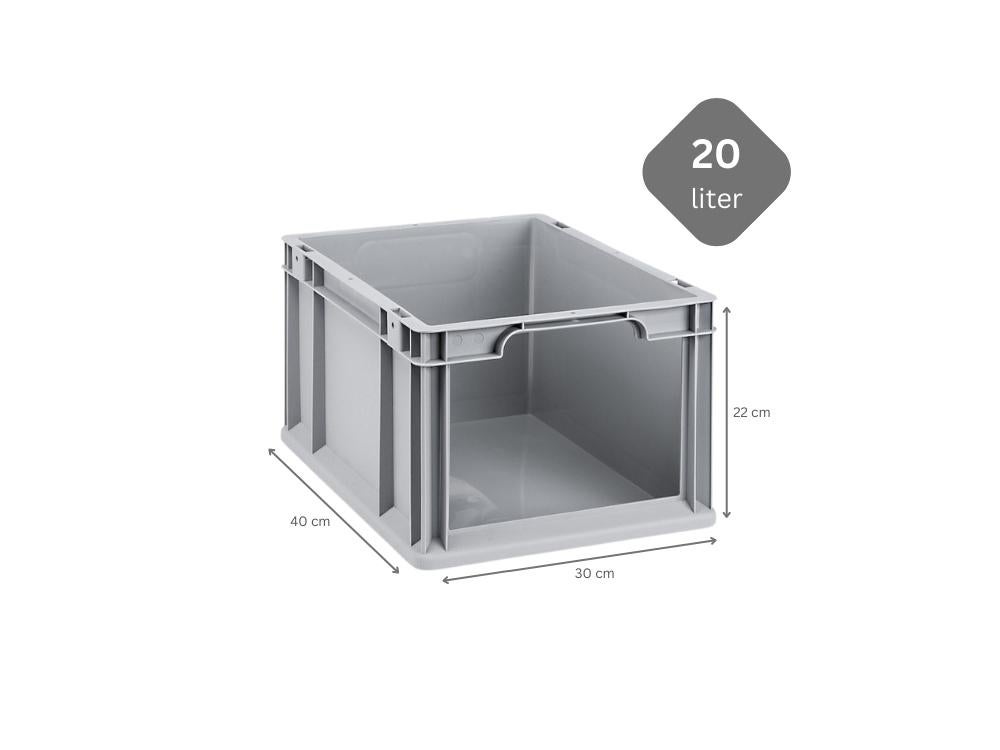 PROREGAL Eurobox NextGen Store HxBxD 22 x 30 x 40 cm 20 liter Voorzijde open Euro container transportbox