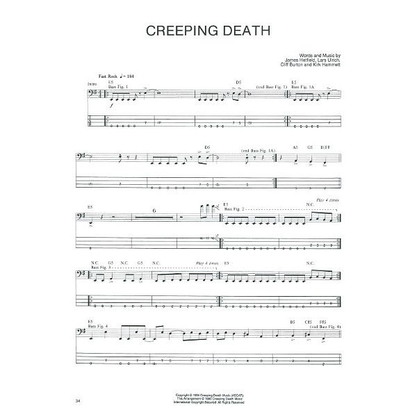 Hal Leonard Metallica Ride Lightning Bass