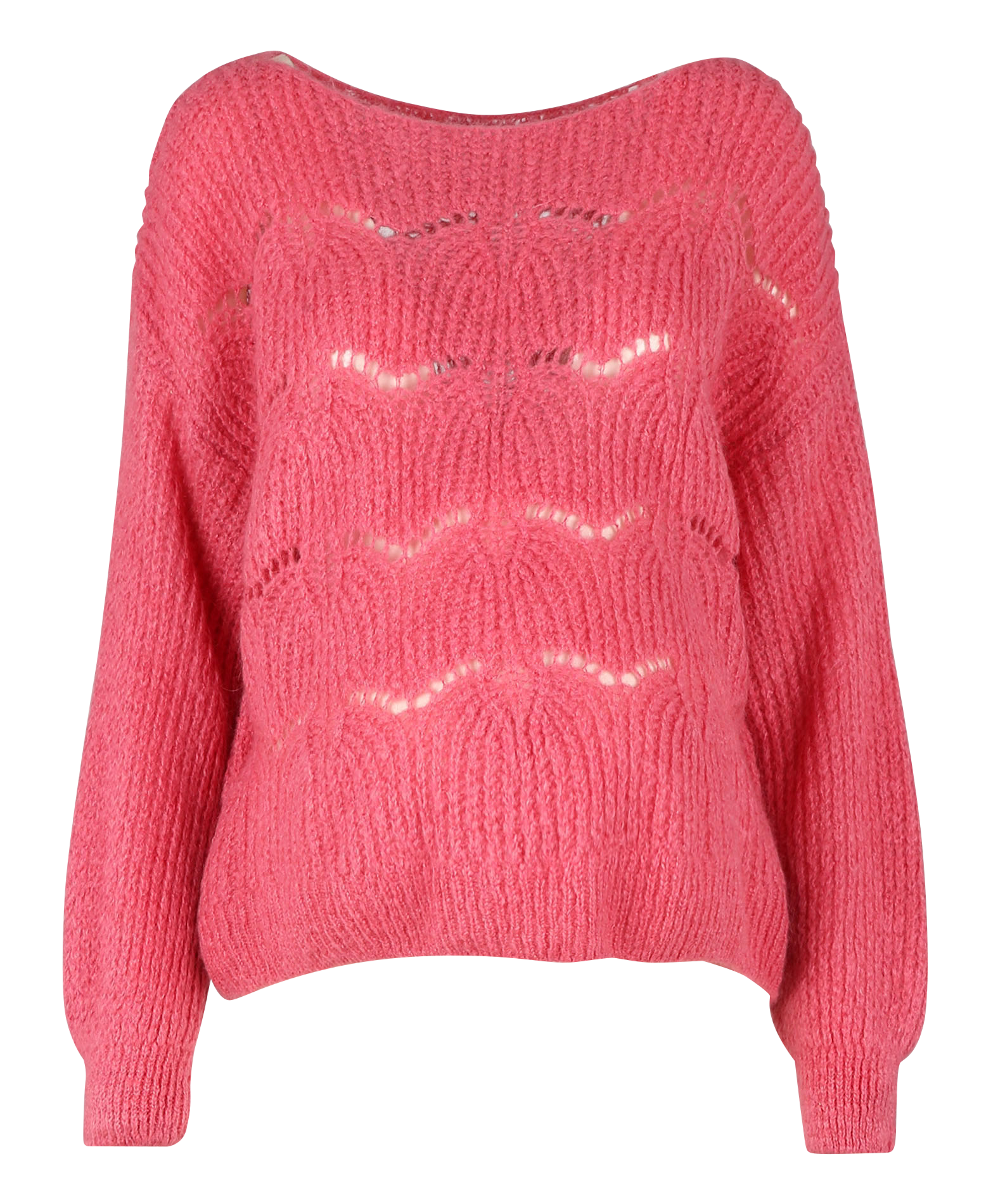 VEILLON - Pull de grossesse col bateau ajouré en maille mélangée| Rose