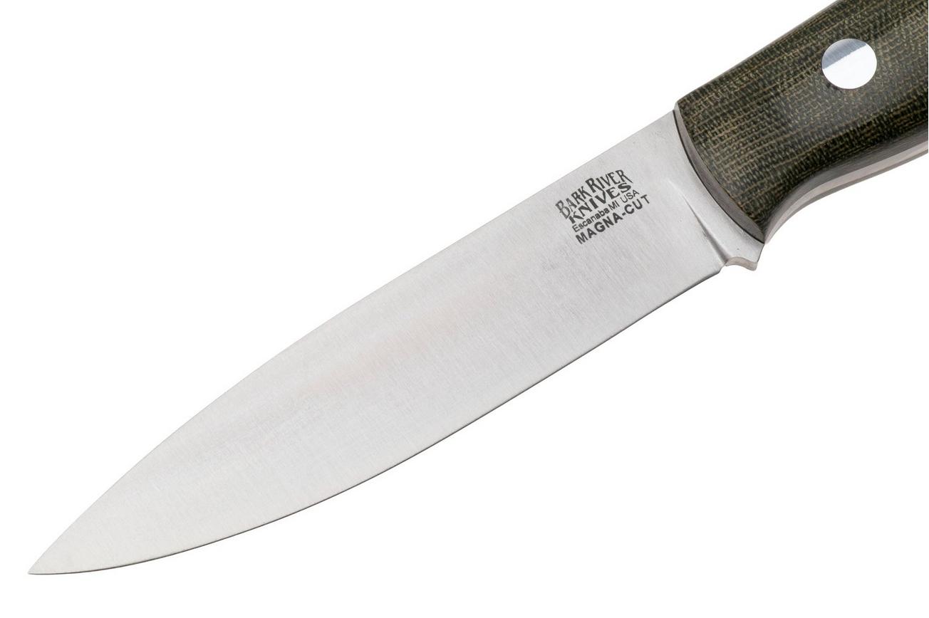 Bark River Aurora CPM MagnaCut, Green Canvas Micarta, bushcraftmes
