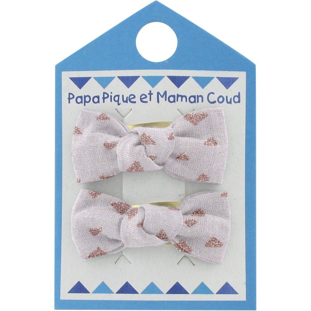 Barrettes Clic-Clac Petits Noeuds Triangle Cuivré Gris