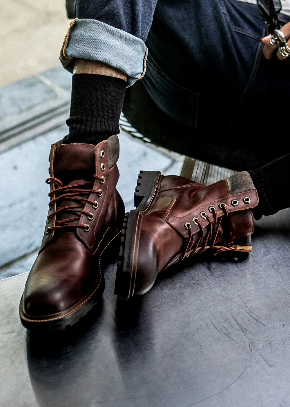 BOOTS RUFINO CUIR MARRON FONCE