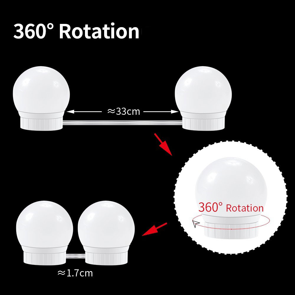 (14er Set) Hollywood Schminkleuchten LED Lichter Nachrüst Kit für Make Up Spiegel - Weiss