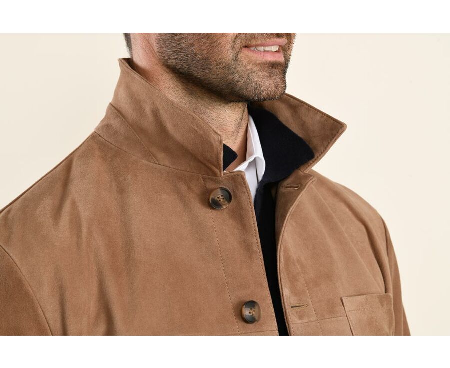 Veste cuir daim homme Camel Foncé - FAUSTIN