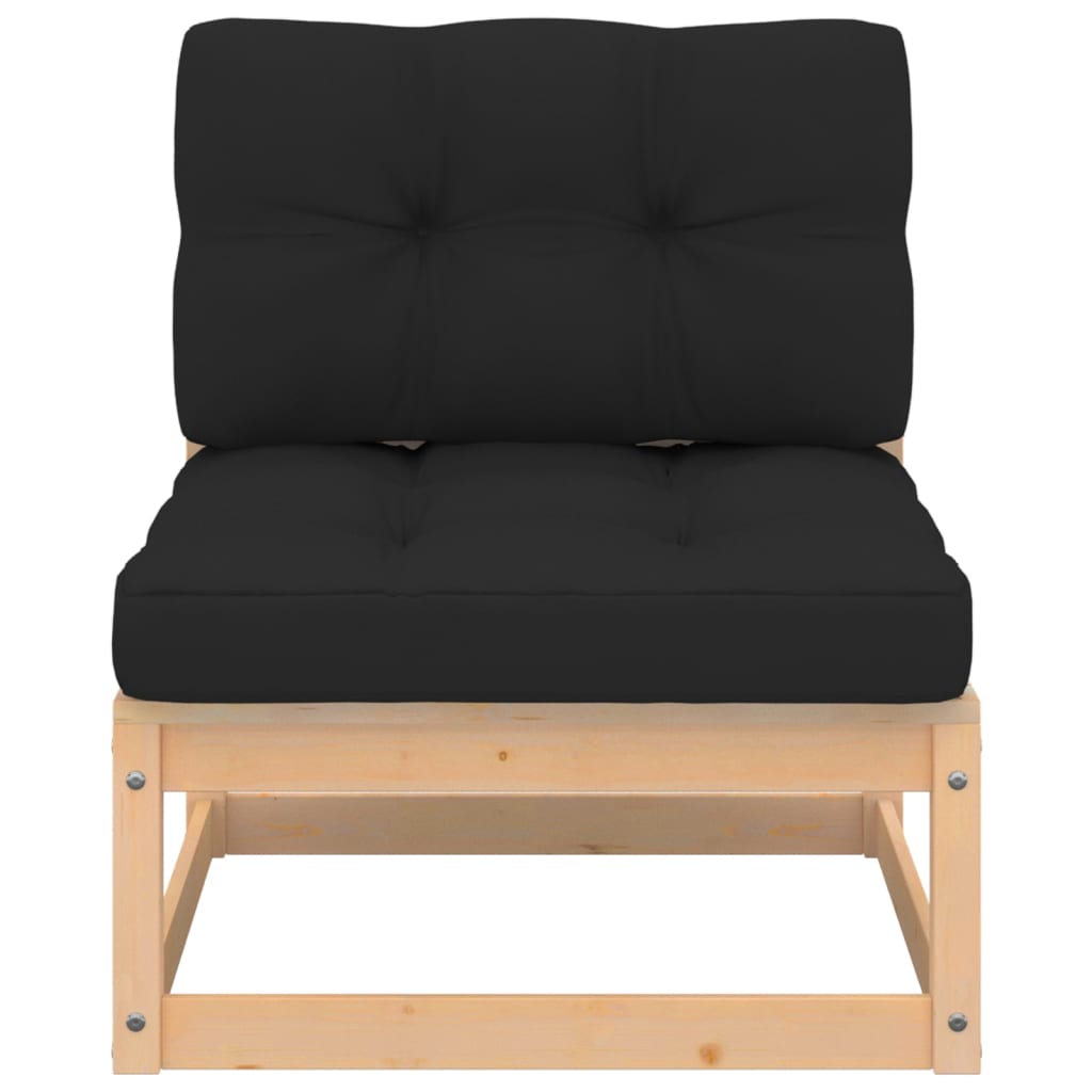 Salon de jardin meuble d'extérieur ensemble de mobilier 6 pièces avec coussins bois de pin massif