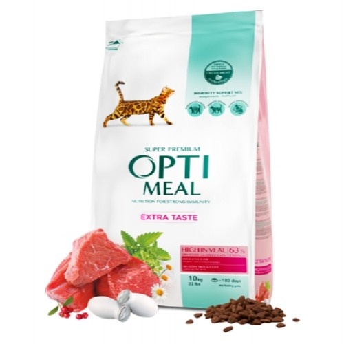 Ração seca Optimeal para gatos adultos - Sabor carne