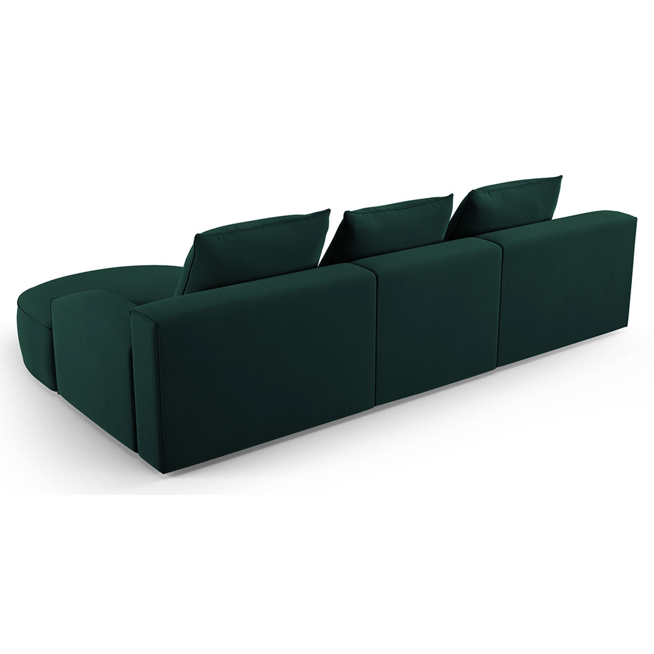 Mazzini Sofas Canapé d'angle droit arrondi en velours Ivy 5 Places vert foncé - 285x180x89 cm