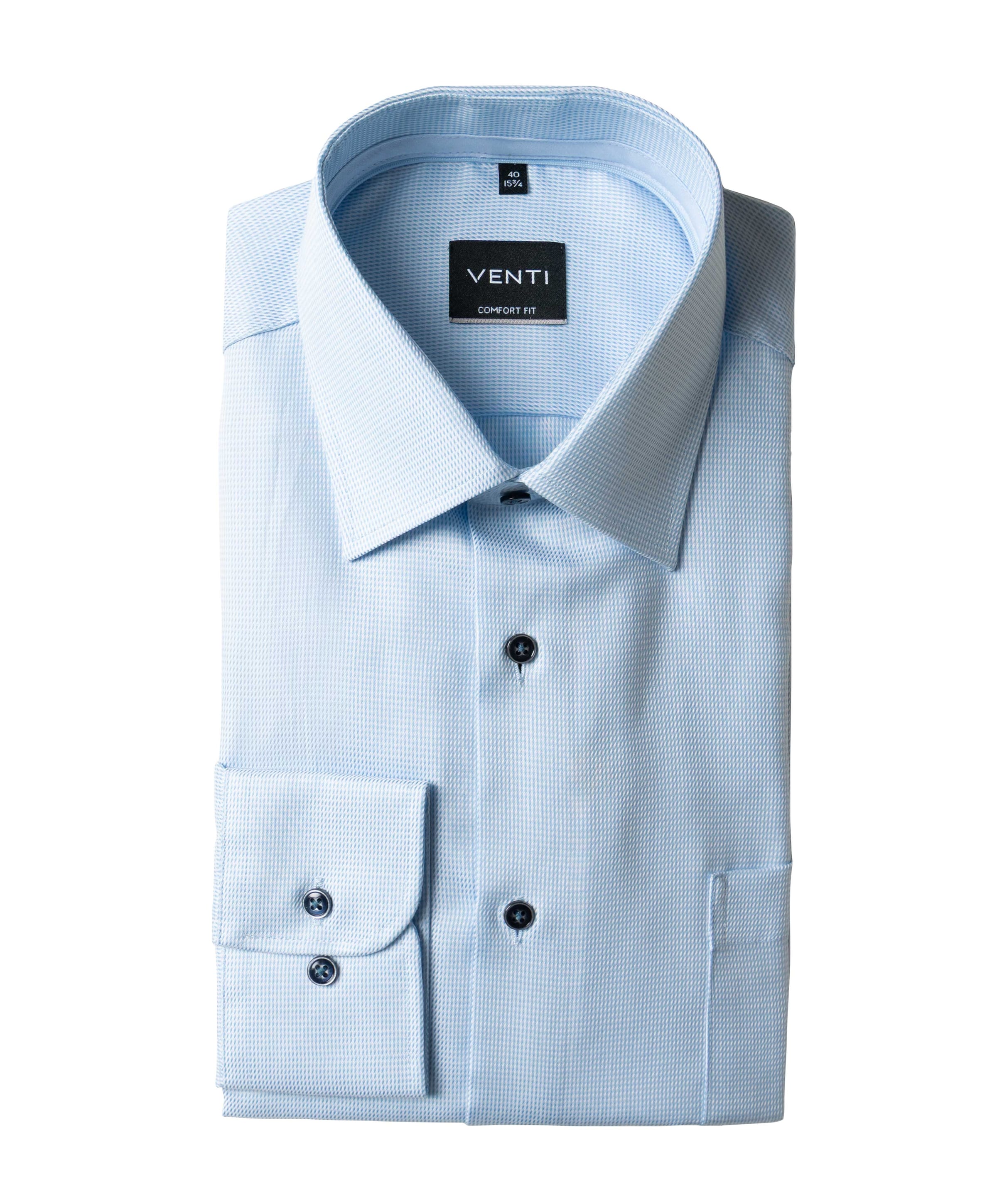 Venti Heren overhemd lange mouw blauw