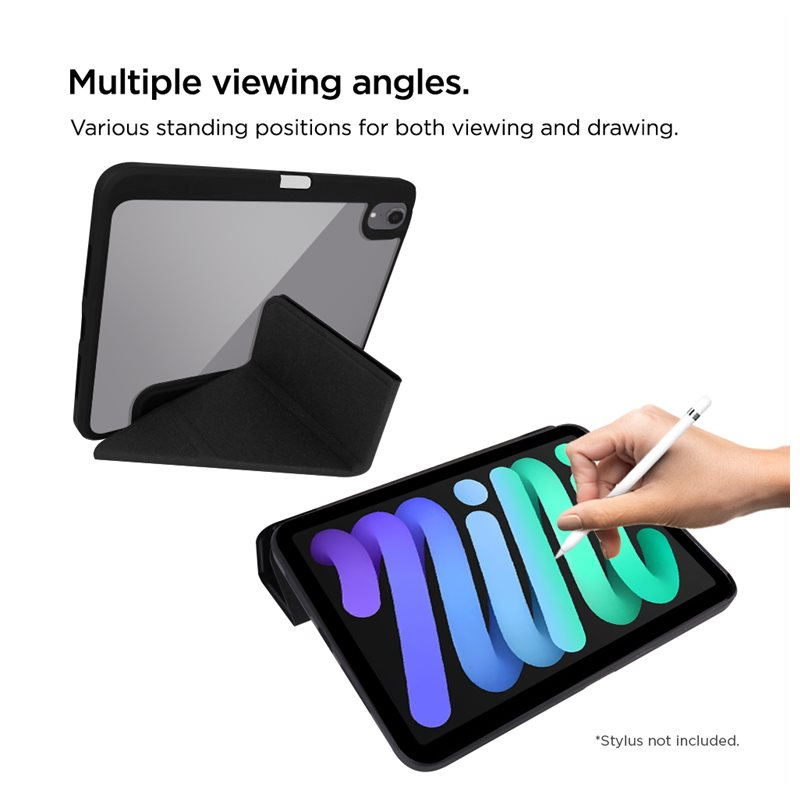 iPad Mini 7 (2024) / iPad Mini 6 (2021) Smart Cover Origami Hülle Storm 500m Fold Apple Pencil Halterung (EGSR00254) - Schwarz