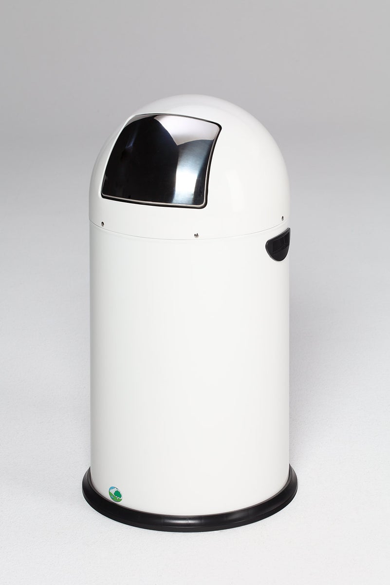 PROREGAL Classic afvalbak met klep, 40 liter binnenbak, HxBxD 73 x 46,5 x 46,5 cm, gegalvaniseerd staal, zilver