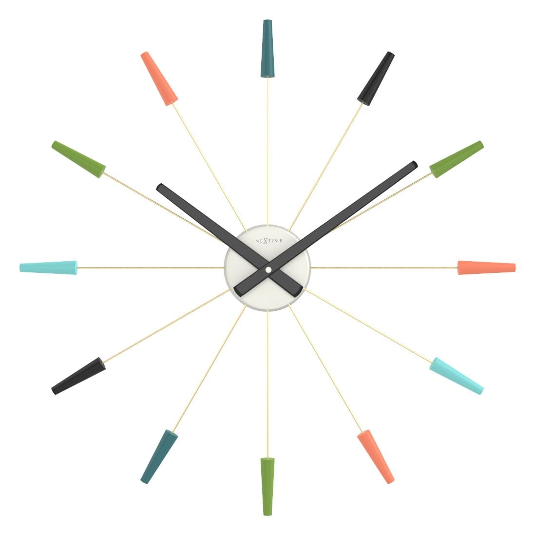 NeXtime - NeXtime - Stille Wandklok - Retro Design - 58 cm - Rvs -
