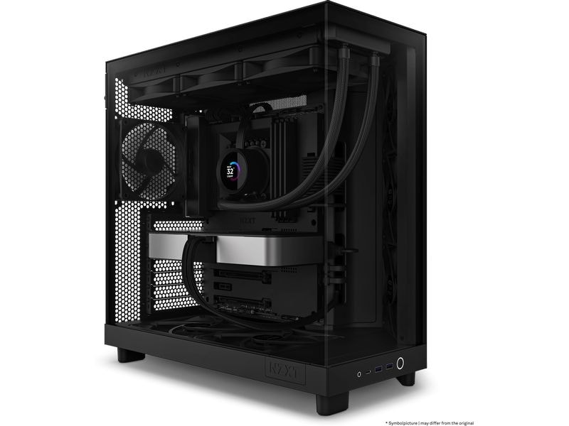 NZXT PC-Gehäuse H6 Flow Schwarz Kompaktes Mid-Tower-Gehäuse mit hohem Luftstrom