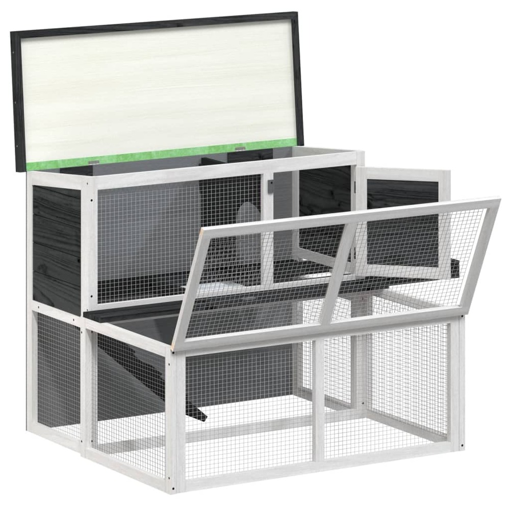 Clapier gris 102x90x84,5 cm bois de pin massif