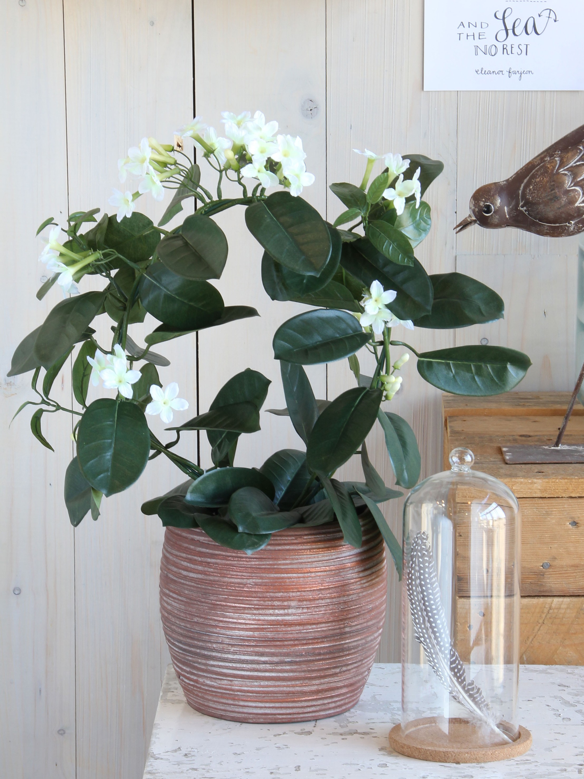 Mica decorations - stephanotis artificielle blanc en pot h50