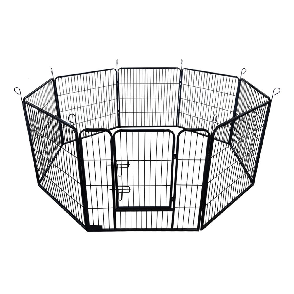 Home Deluxe - Puppy Playpen BARKI - 80 x 80 cm, 8-delige set, kleur: zwart, inclusief deurslot, afgeronde hoeken en randen | Puppy Playground | Puppy Run