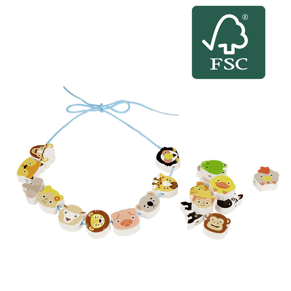 Collier de perles à lacer en bois