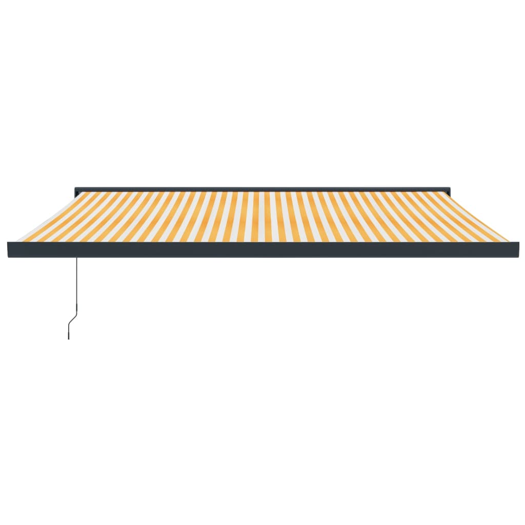 Auvent rétractable jaune et blanc 4,5x3 m tissu et aluminium