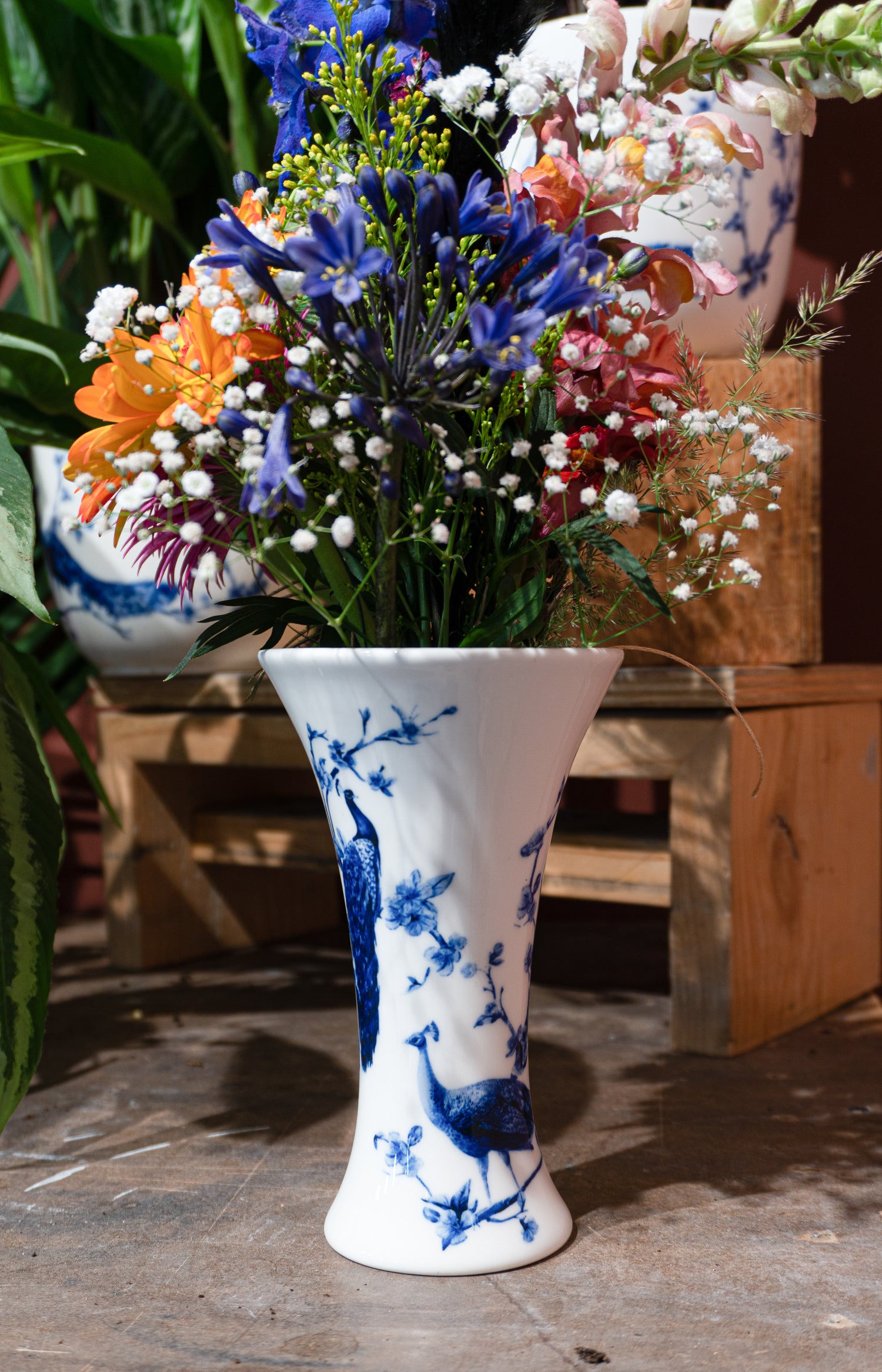 Heinen Delfts Blauw x Intratuin vaas Pauw blauw D 17 H 17 cm
