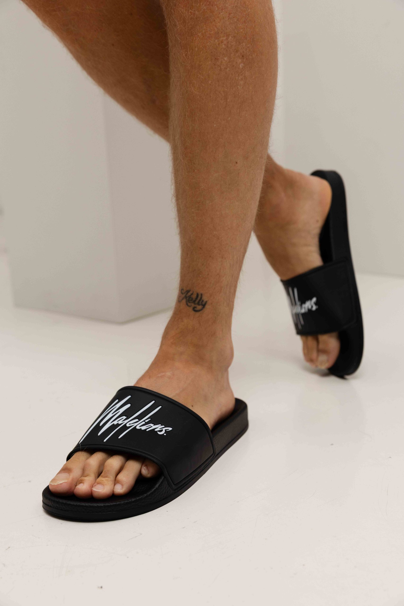 Malelions Signature Slippers Heren Zwart/Wit