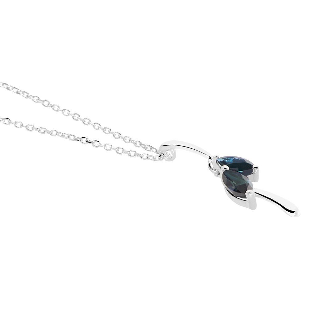 Collier Navette Or Blanc Saphir