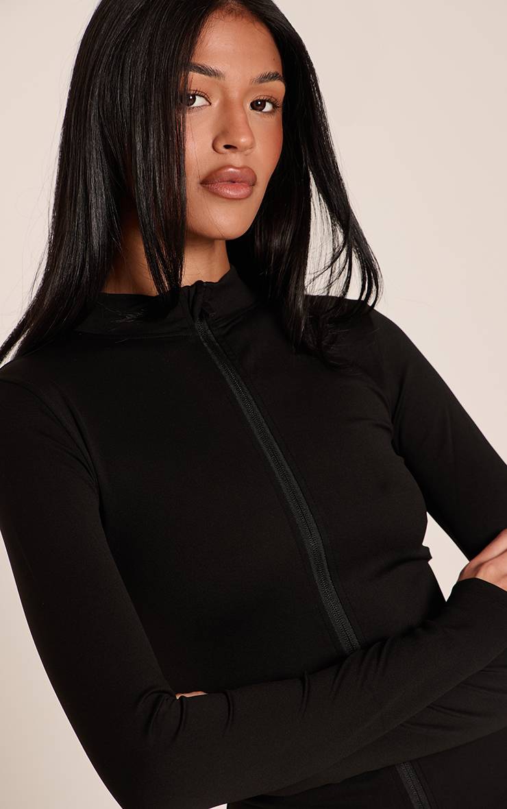 Noir Veste Zippée Sculptante Basique Tall