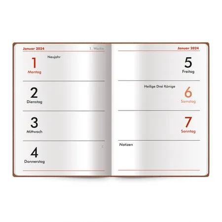 Trötsch Taschenkalender Soft Touch Braun, A7, 2024