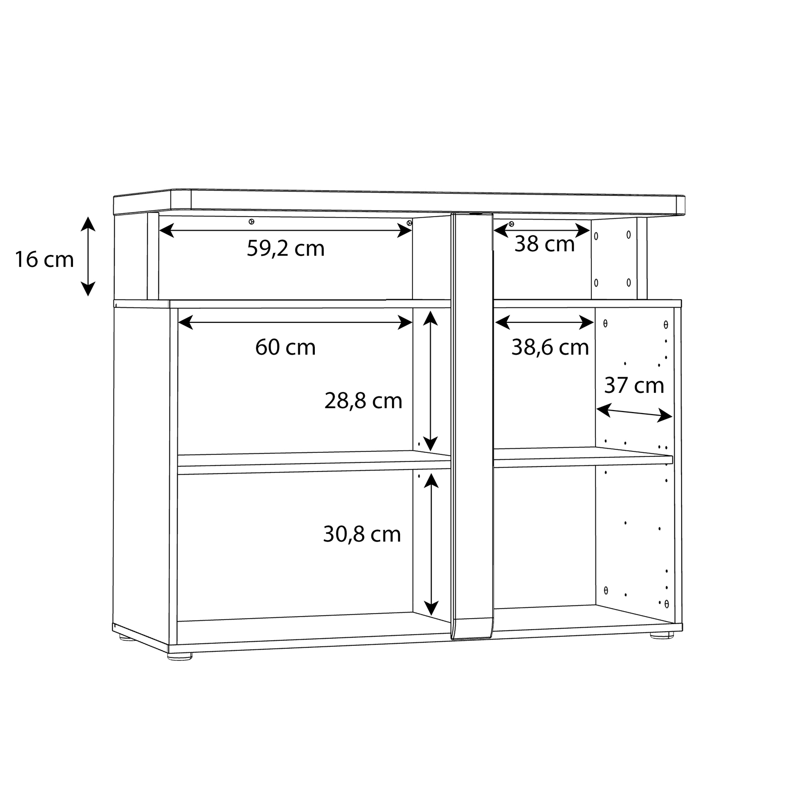 Kommode - weiß-Artisan Eiche - LED-Beleuchtung - 104 cm breit