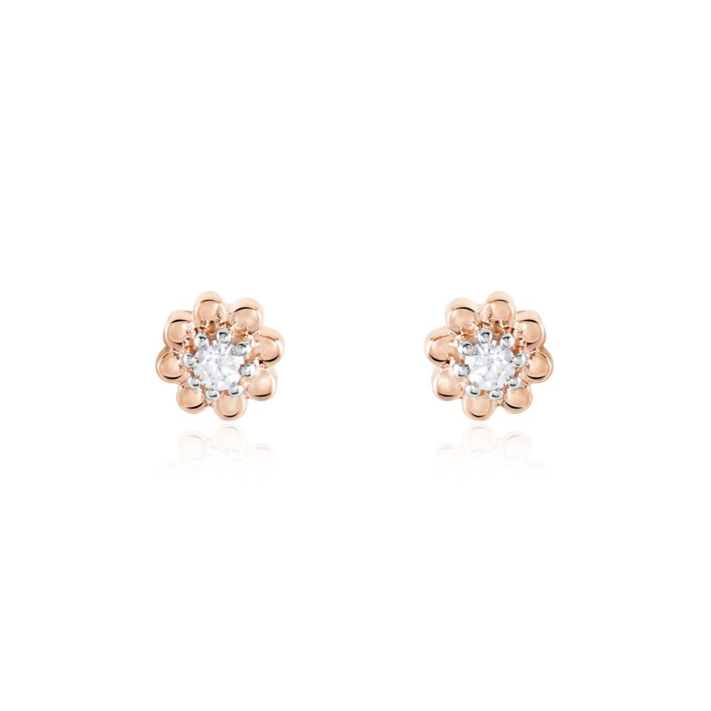 Boucles D'oreilles Puces Argent Rose Donella Oxyde De Zirconium
